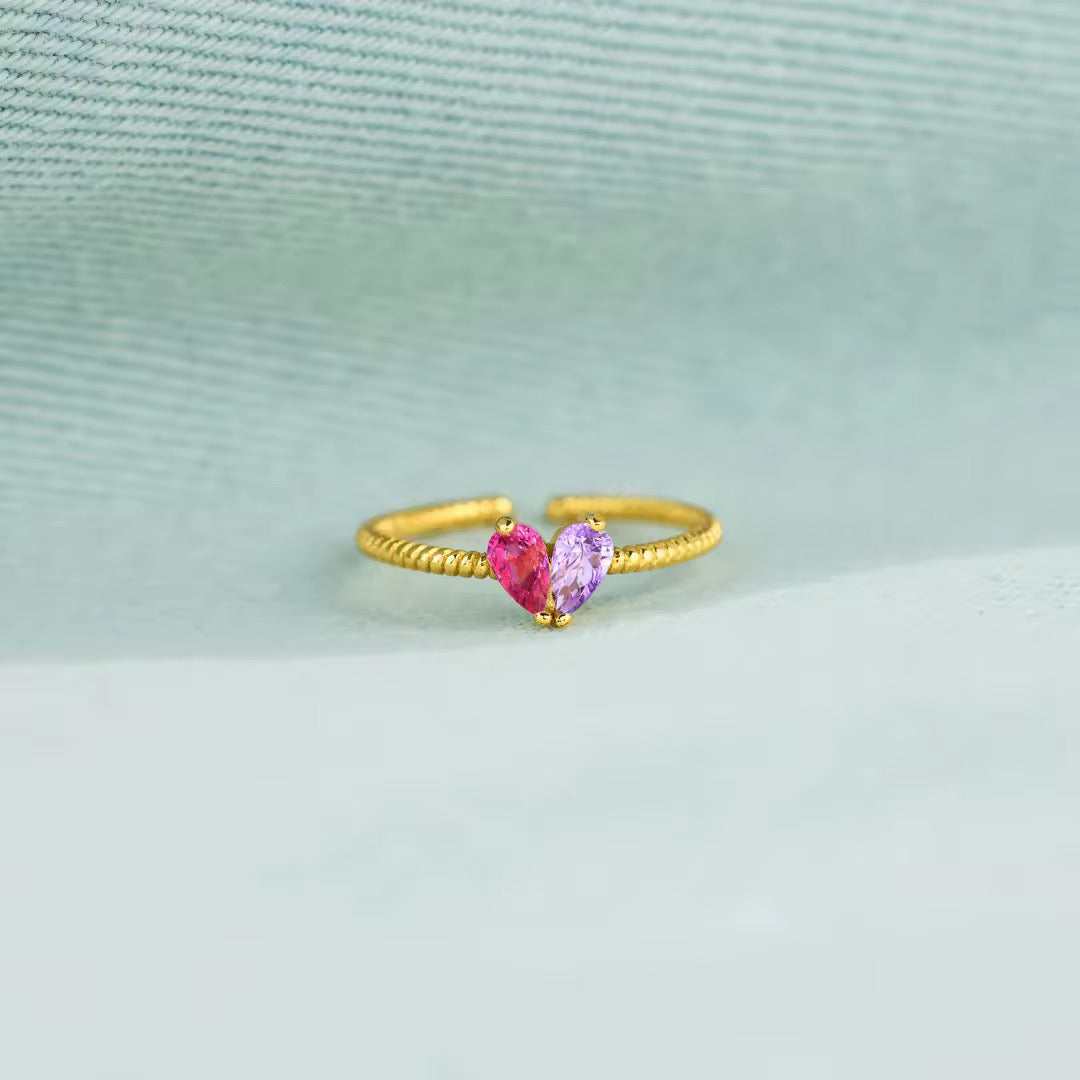925 Sterling Silver Dual Heart Ring