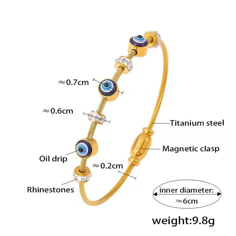 18K Gold Plated Evil Eye Magnetic Bracelet