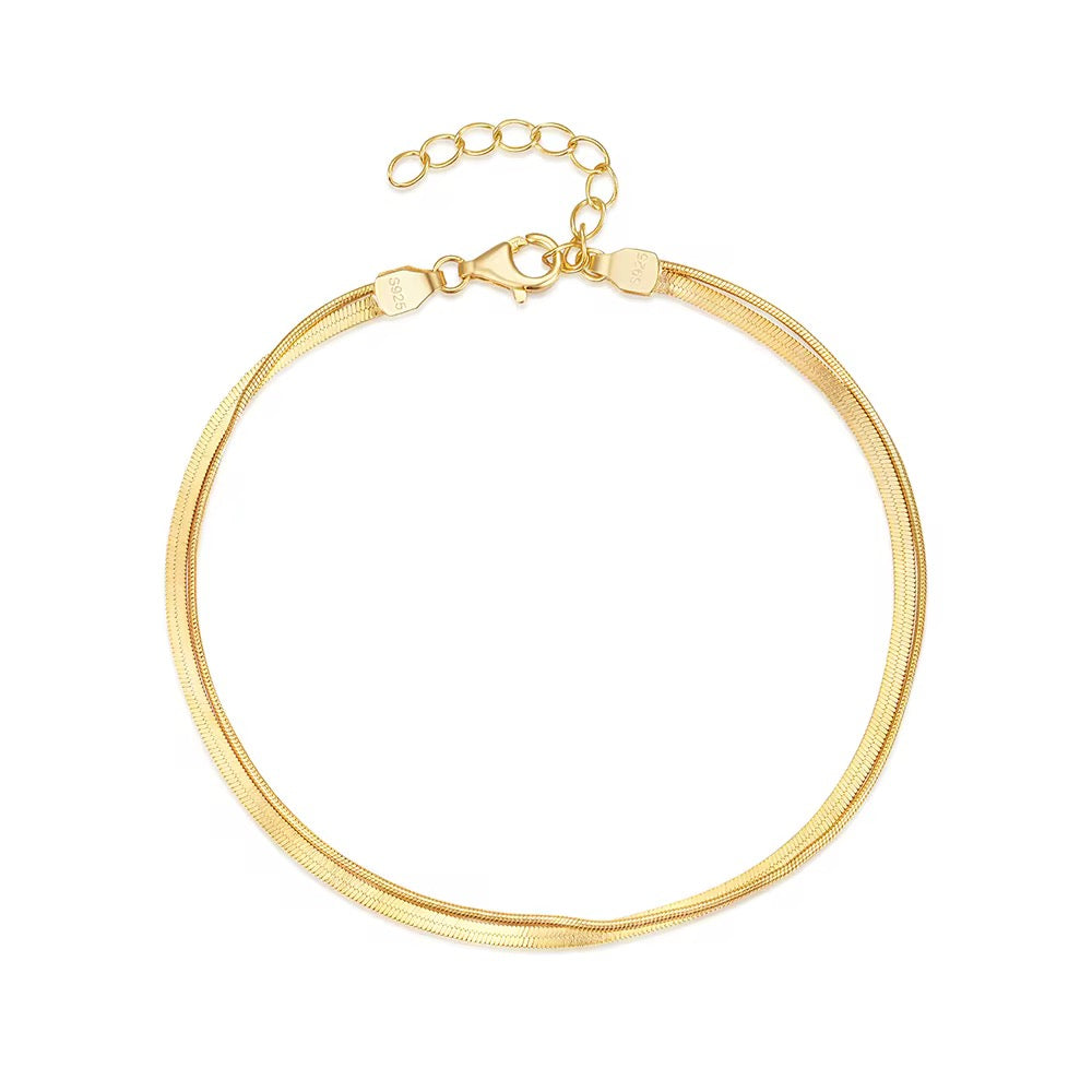 925 Sterling Silver Snake Anklet
