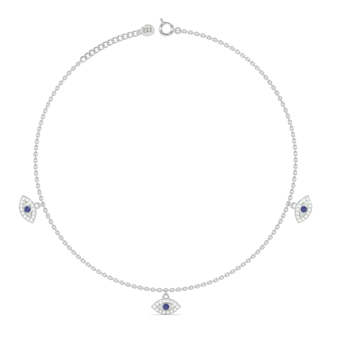925 Sterling Silver Evil Eye Anklet