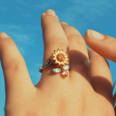 925 Sterling Silver Sunflower Ring