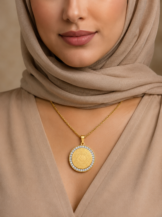 18K Gold Plated Ayatul kursi Crystal Necklace