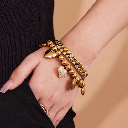 18K Gold Plated Chunky Heart Bracelet