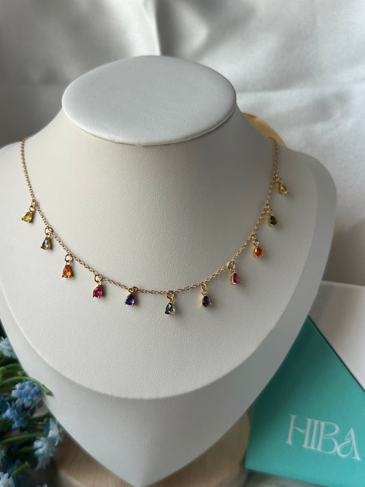 925 Silver Multi Stone Necklace
