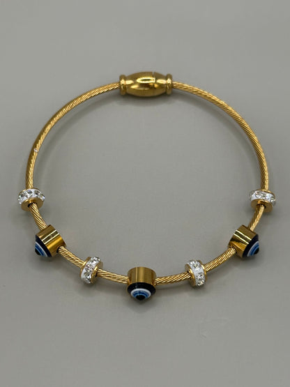 18K Gold Plated Evil Eye Magnetic Bracelet