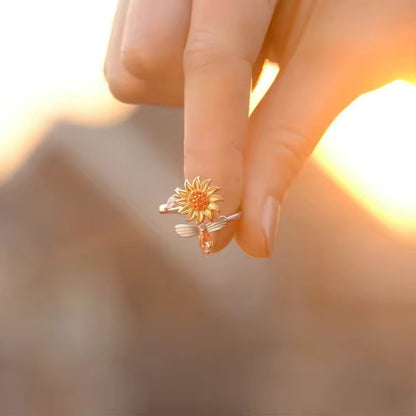 925 Sterling Silver Sunflower Ring