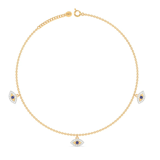 925 Sterling Silver Evil Eye Anklet