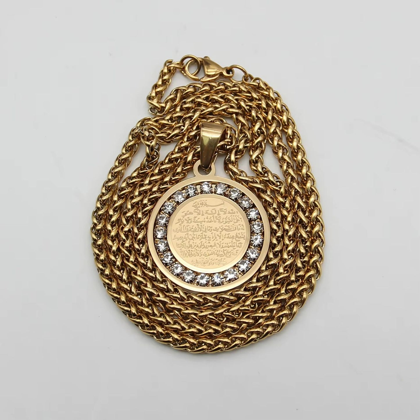 18K Gold Plated Ayatul kursi Crystal Necklace