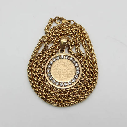 18K Gold Plated Ayatul kursi Crystal Necklace